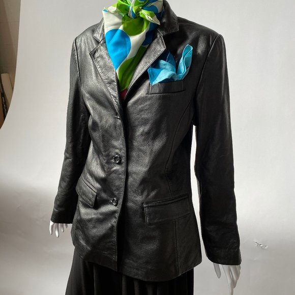 Black Genuine Leather Jacket by Ferrar - sz Med - Picture 5 of 16